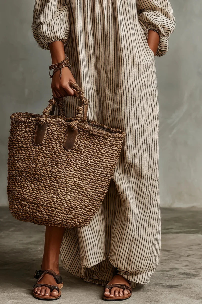 Alyssa | Off-Shoulder Linnenmix Maxi Jurk