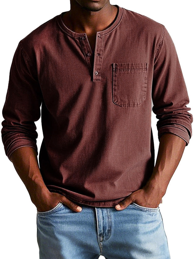 Ronald | Tijdloos shirt met lange mouwen en Henley-hals