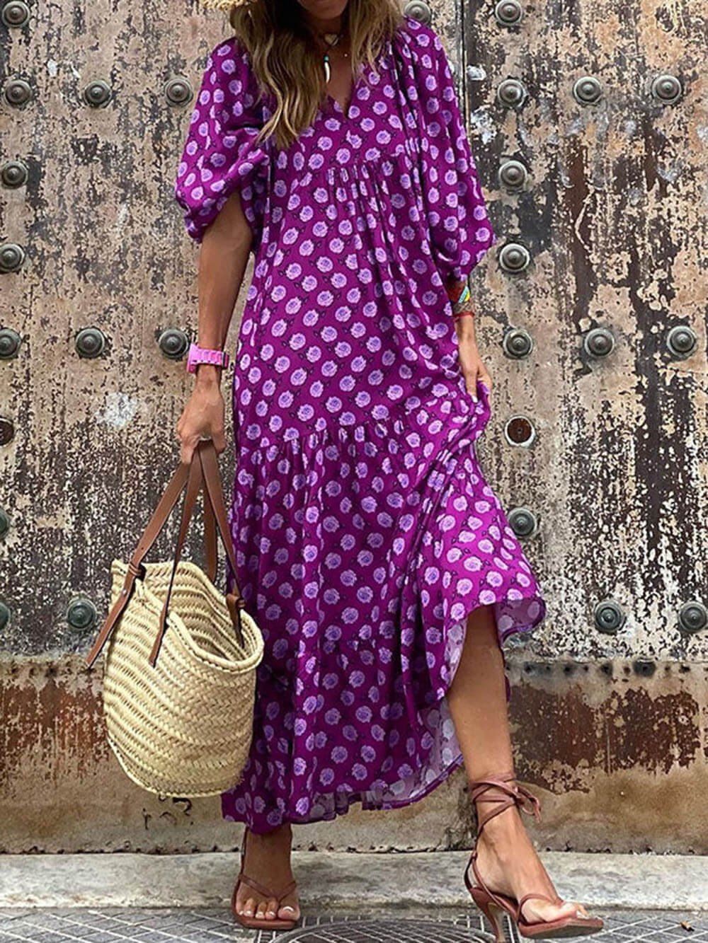 Bohemian Gedrukt Maxi Jurk