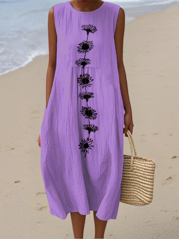 Emma™ Violet Bloom Midi-jurk