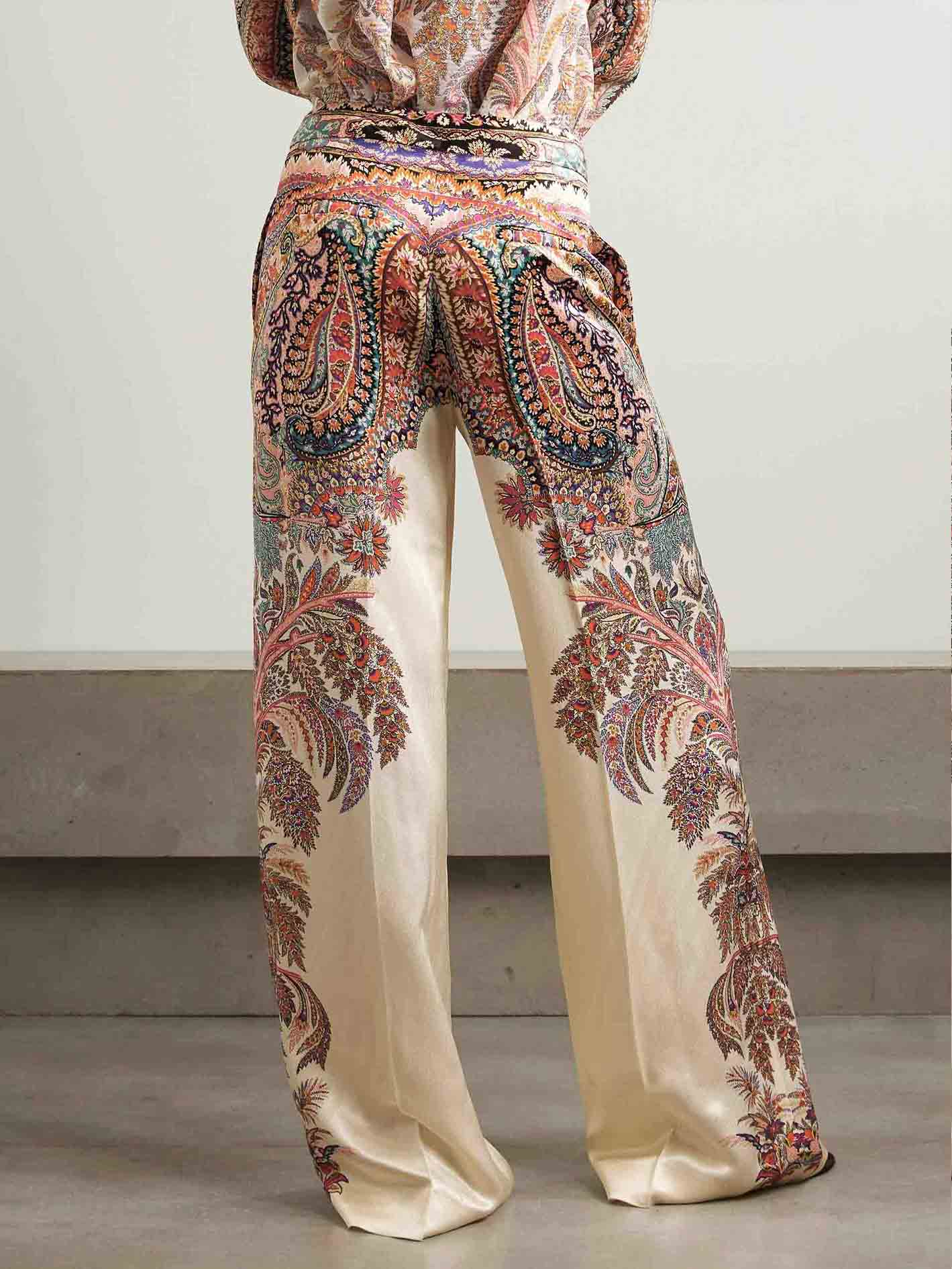 Exquise Vintage Paisley Print Wijde Broek