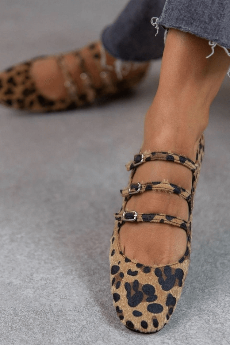 Amelie | Orthopedische Luipaard Ballerina's met Gesp