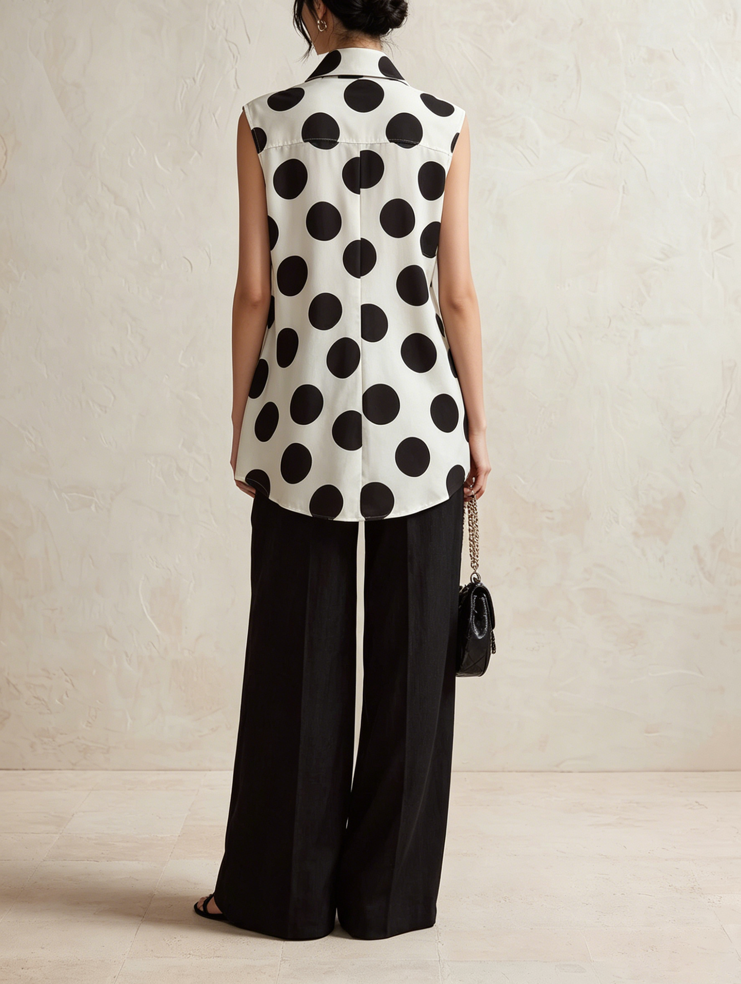 Zwarte Hoge Taille Linnenmix Wijde Broek