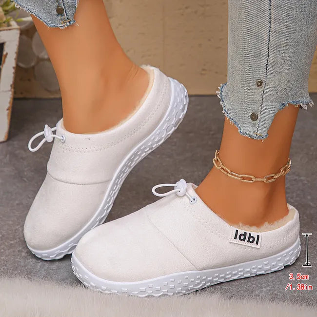 Damilya - Slip-ons met veters van imitatiesuède en fleece voering