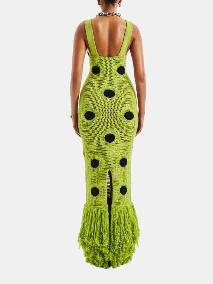 Exquise Haak Polka Dot Tassel Maxi Jurk