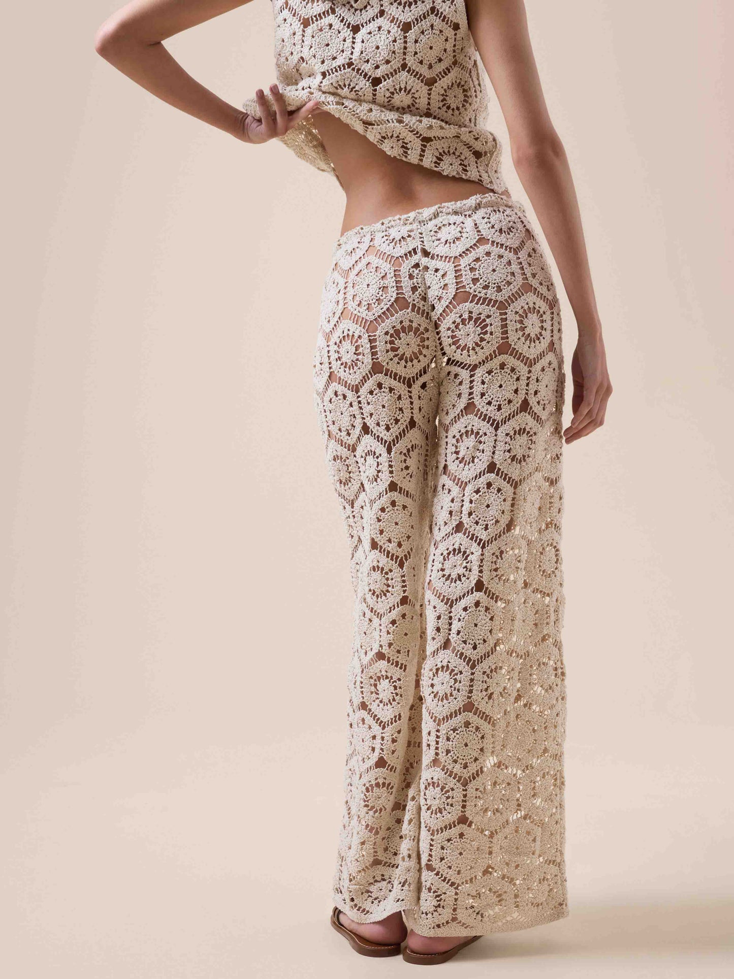 Bohemian Haak Cutout Top & Wijde Broek Twee-delige Set