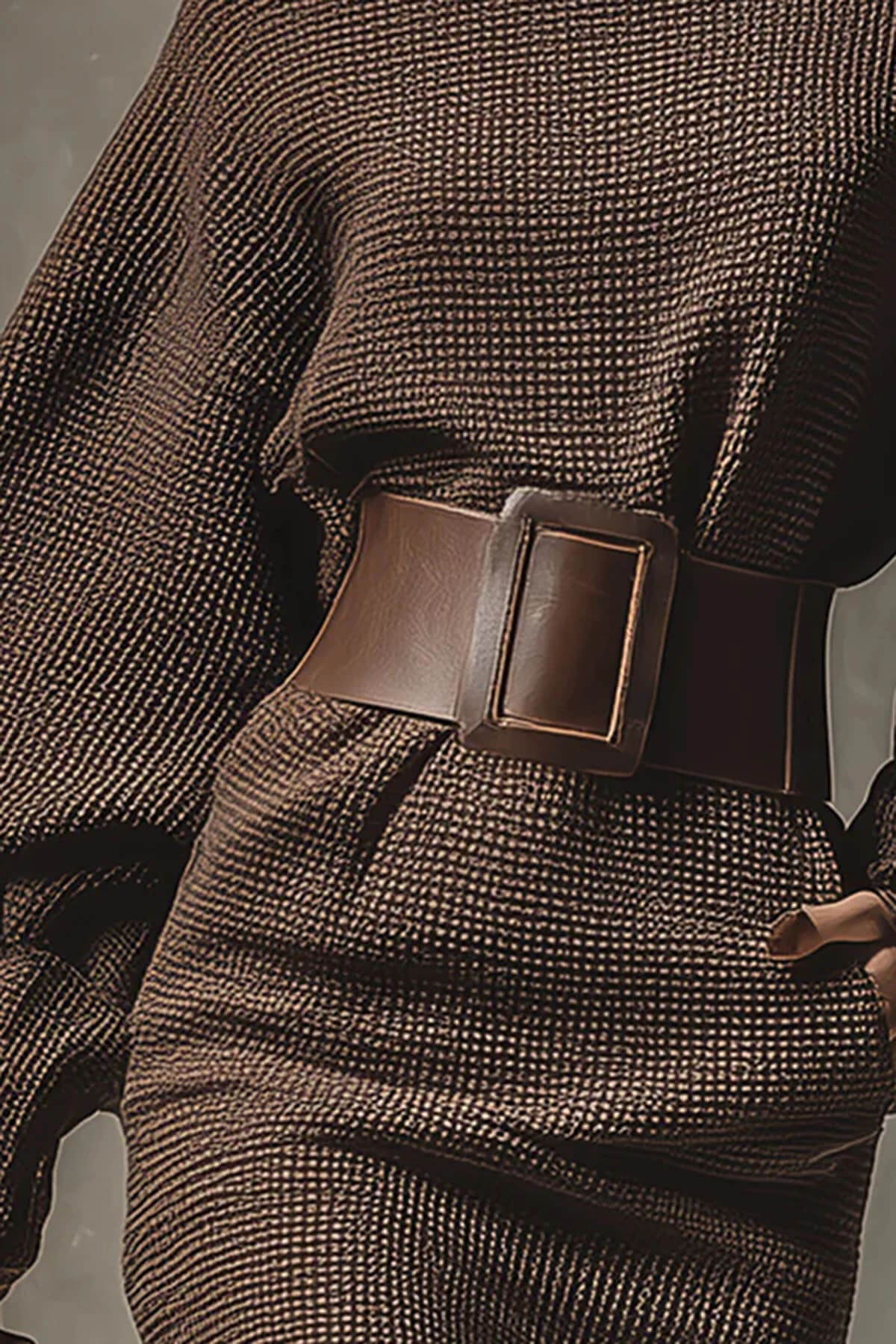 Mode Effen Kleur Lantaarn Mouw Hoge Taille Met Ceintuur Gebreide Mini Jurk