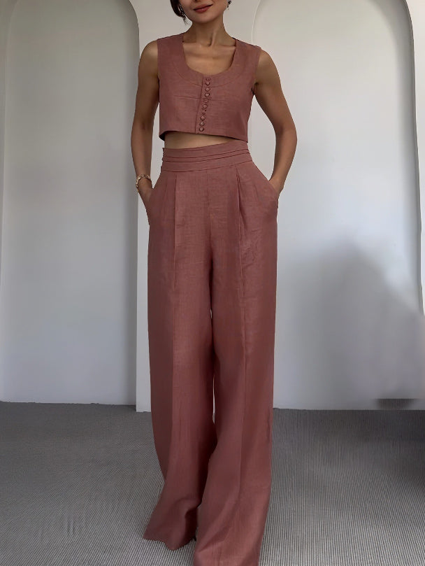 Casual Korte Vest En Broek Twee-delige Set