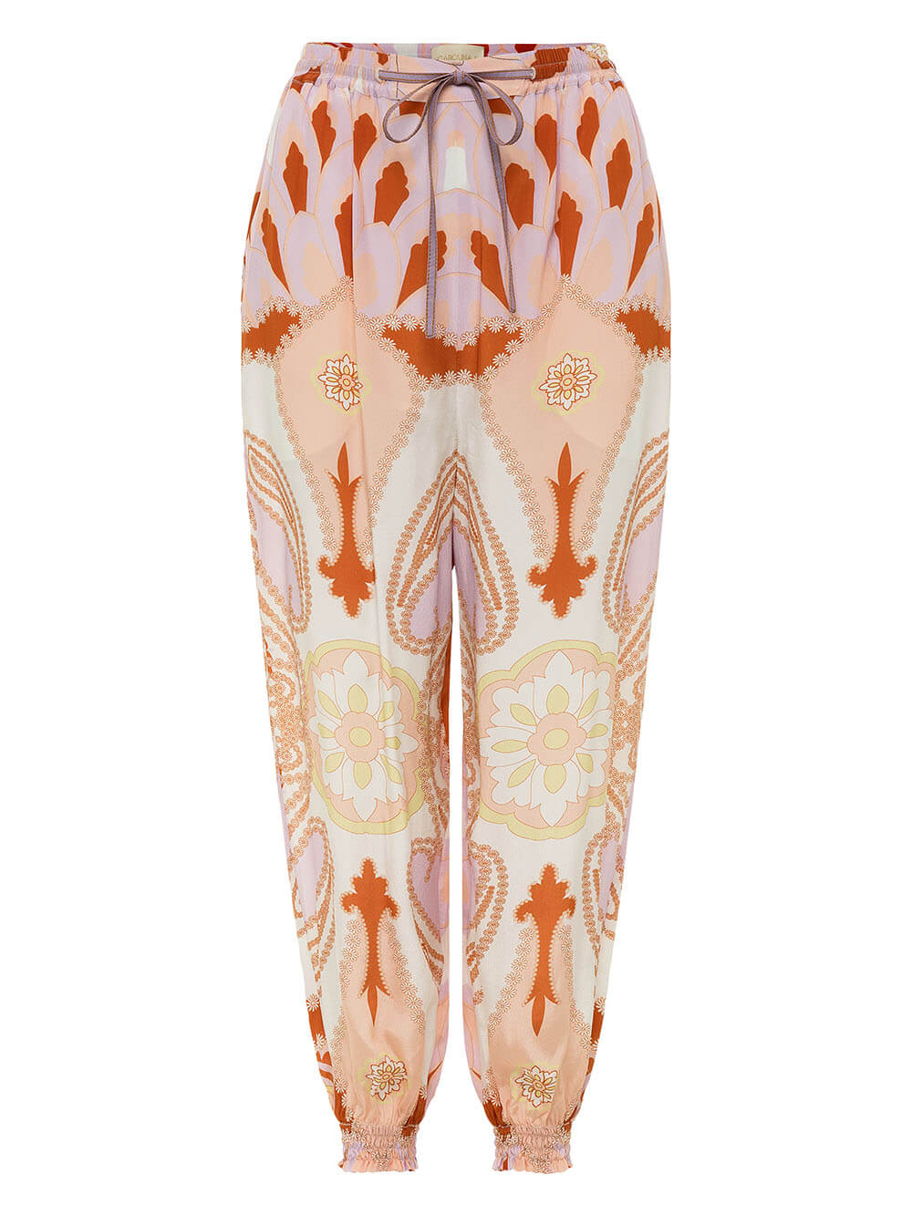 Unieke Paisley Print Strik-Voorkant Losse Top En Elastische Taille Tapered Broek Set