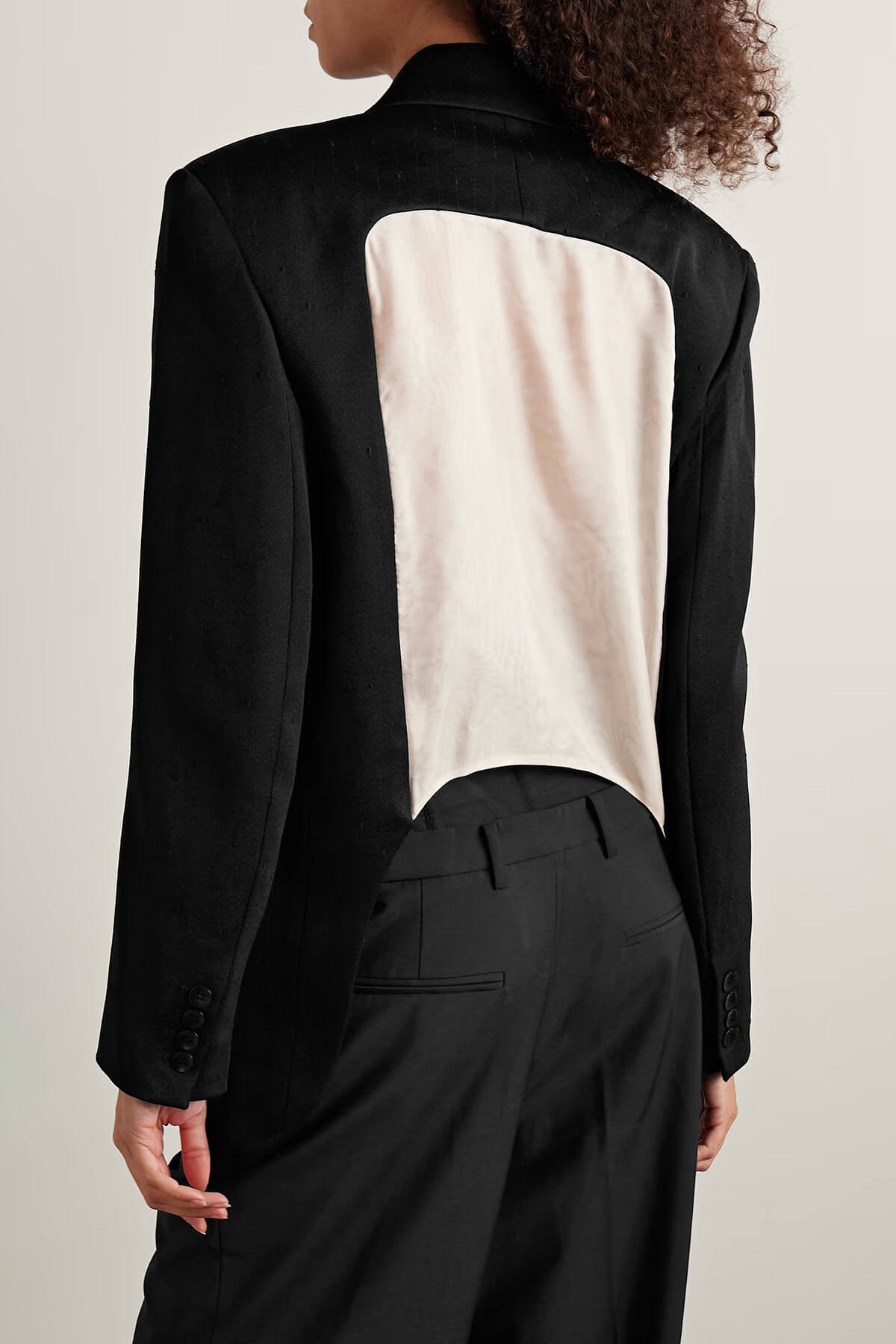 Exquise Dubbelzijdige Contrast-Back Twill Blazer en Hoge Taille Rechte Broek Set