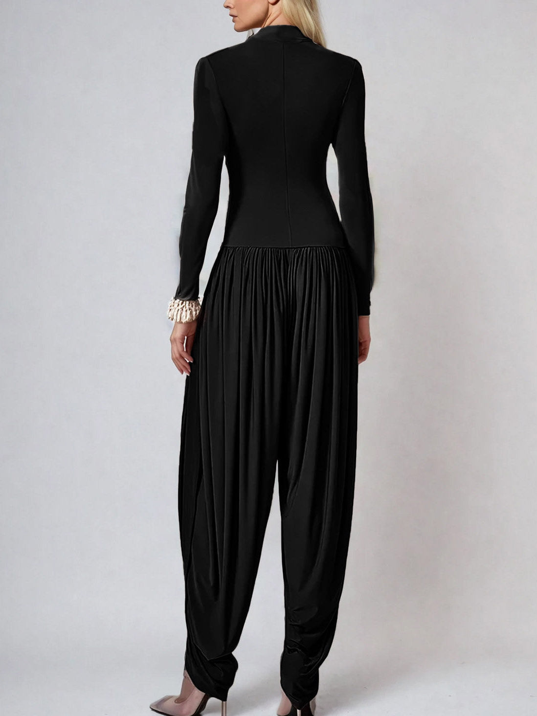 Modieuze Drapé Hoge Hals Jumpsuit