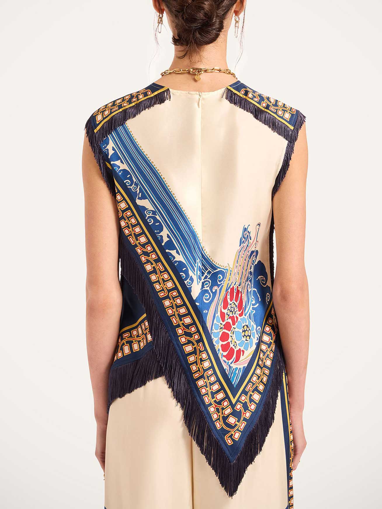 Elegante Boheemse Print Vest Met Franje Twee-Stuks Set