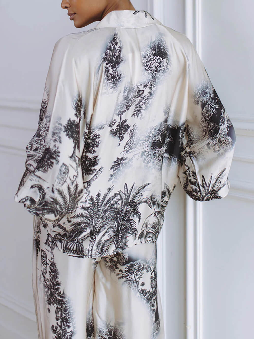 Unieke Bloemenprint Losse Top En Elastische Taille Wijde Broek Set