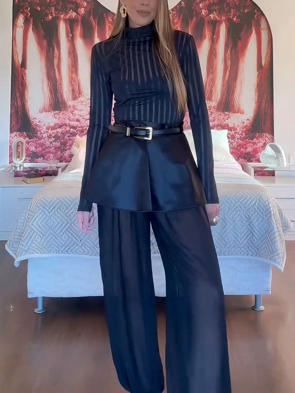 Elegante Gestreepte Top Twee-delig Set