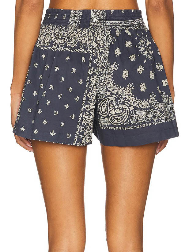 Retro Paisley Print Shorts En Langsleeve Shirt Twee-Piece Set