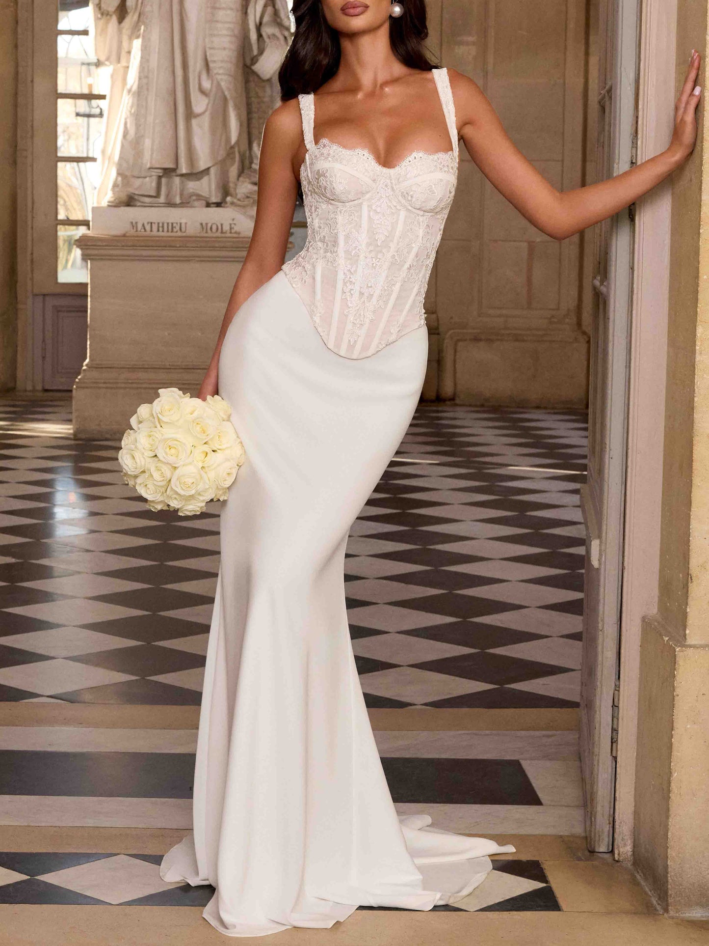 Elegante Kanten Corset Top & Zeemeermin Rok Tweedelige Set