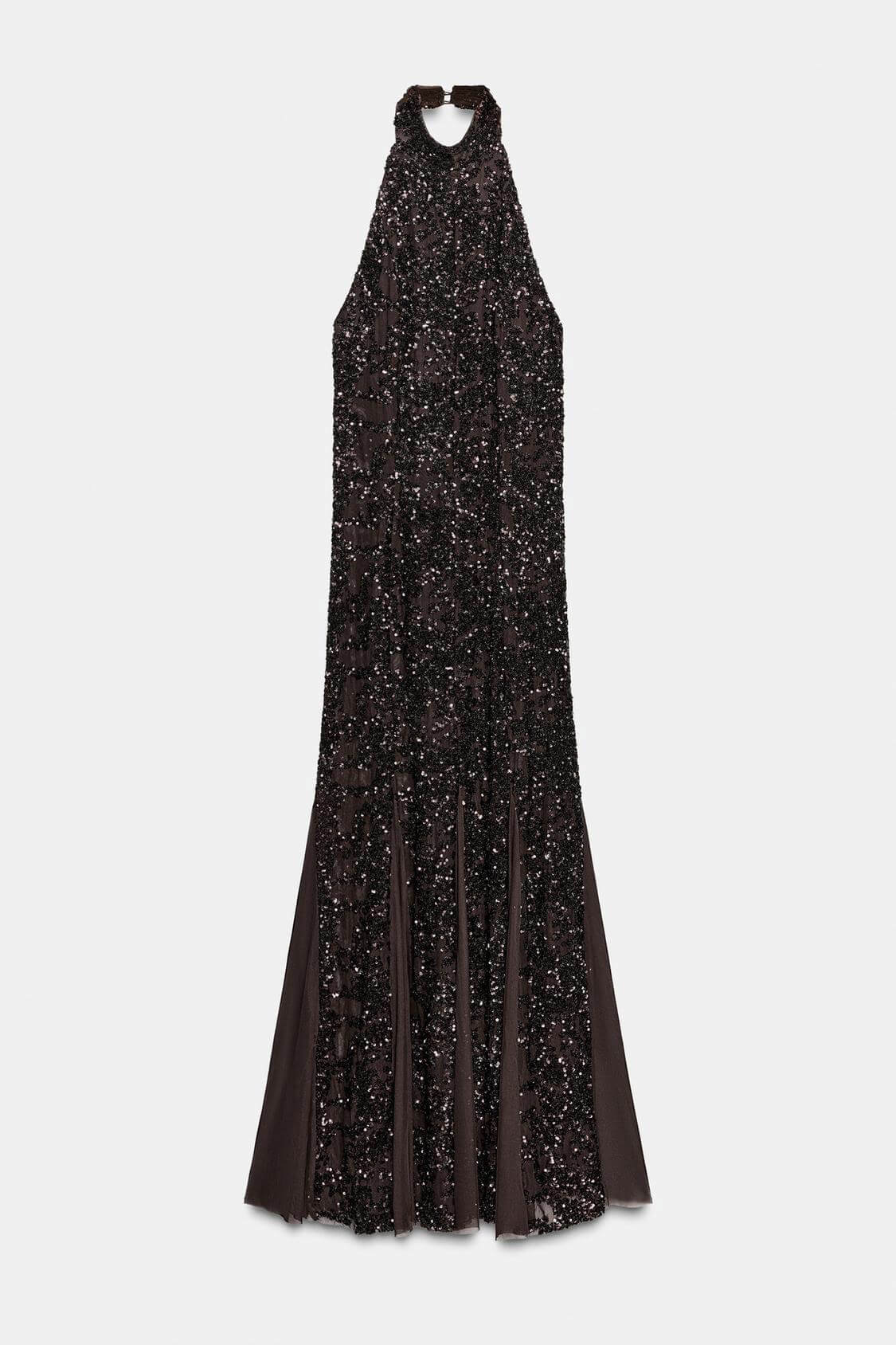 Elegante Mode Off-Shoulder Pailletten Spaghetti Maxi Jurk