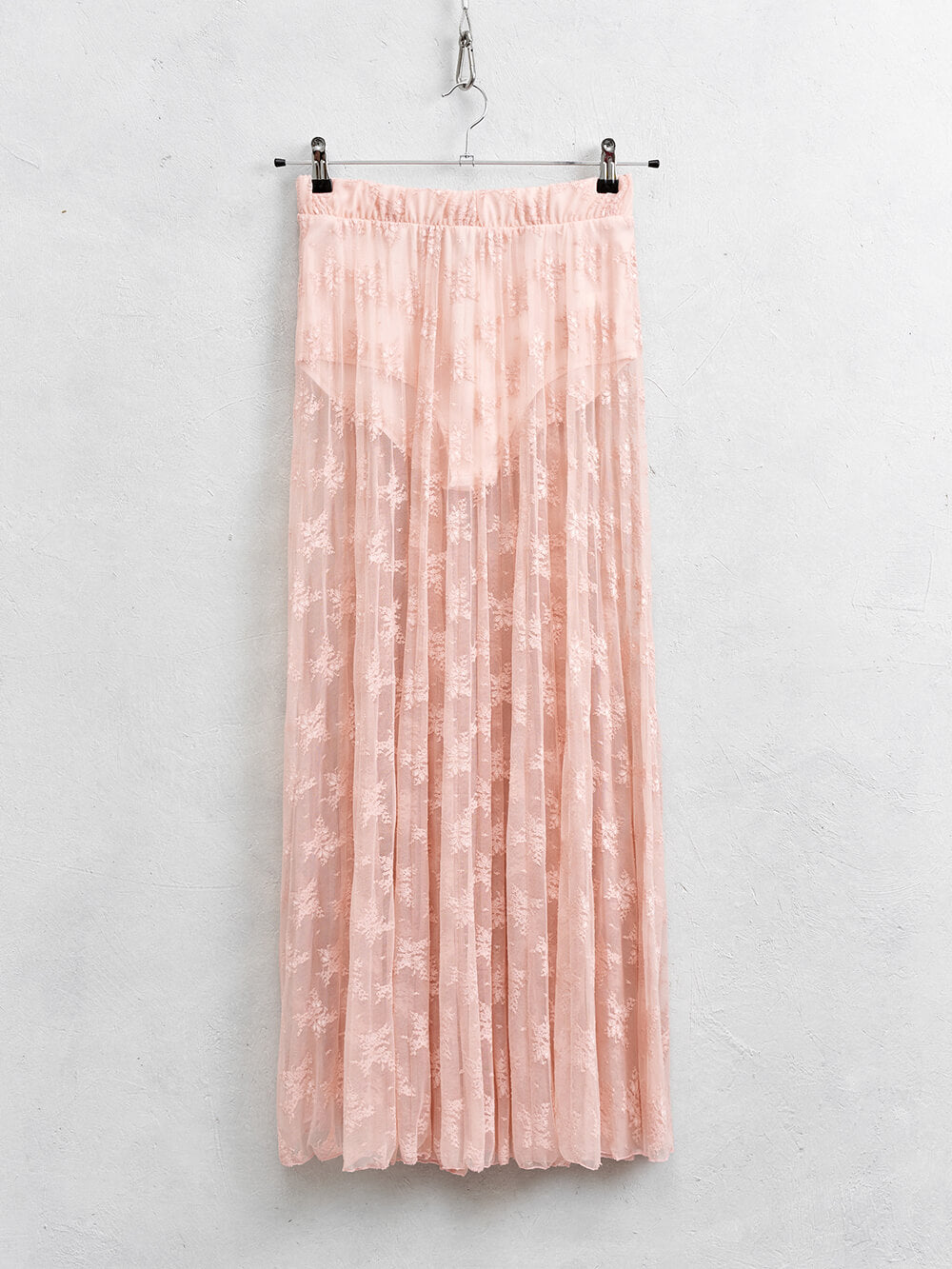 Elegante Mesh Ruffled Lace Hoge Hals Blouse & Elastische Taille Rok Set