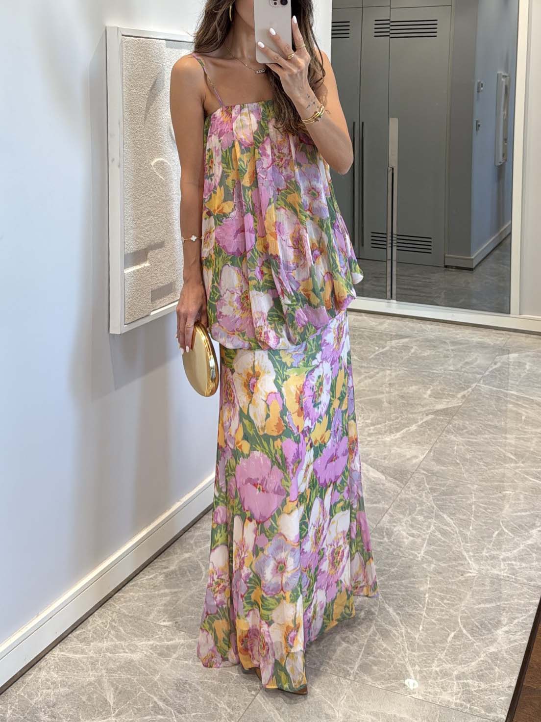 Bloeiende Tuin Bloemen Twee-Delige Cami Top En Maxi Rok Set