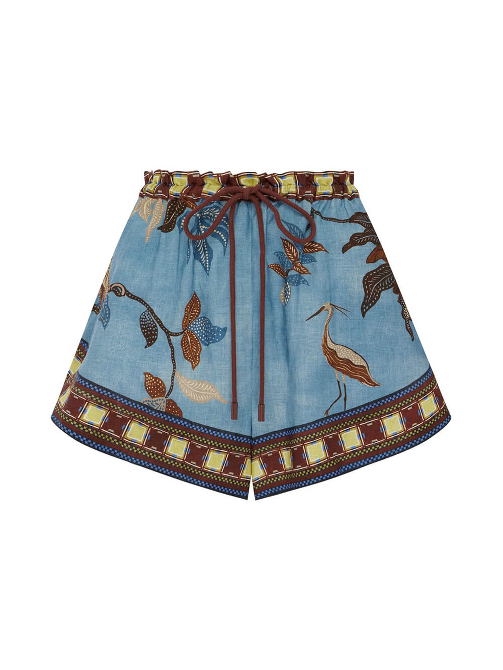 Boho Print Kleurblok Trekkoord Drop Shoulder Top en Shorts Set