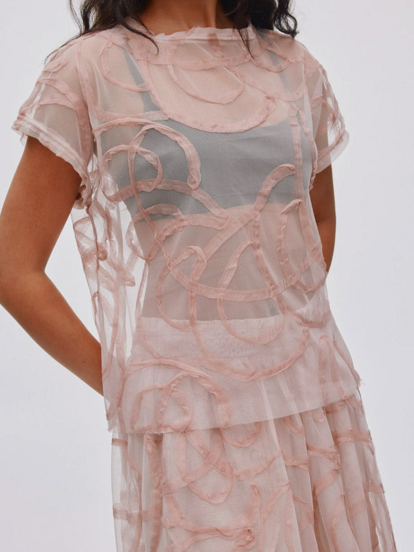 Elegante Jacquard Tulle Rok Twee-Piece Set