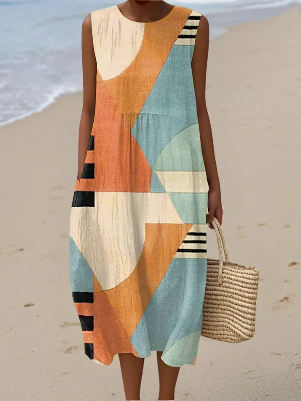 Iris™ Geometrische Midi-jurk