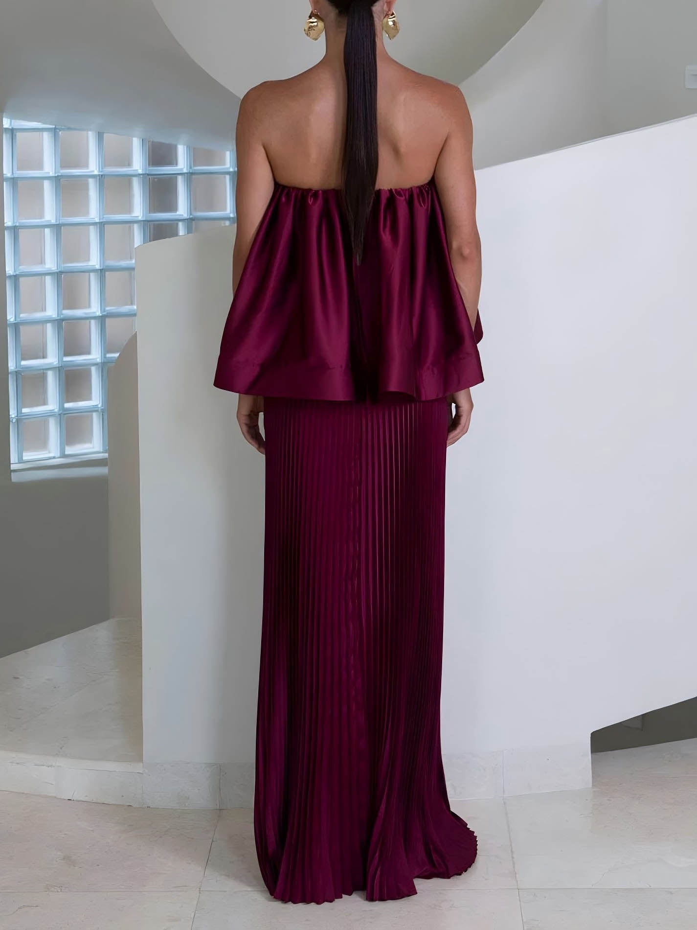 Elegante Geplooide Twee-delige Rok Set