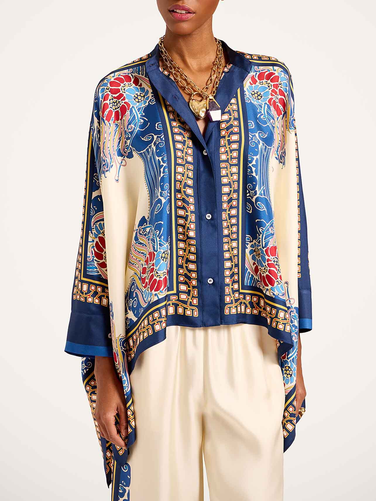 Elegante Boheemse Print Kimono Shirt Twee-Piece Set