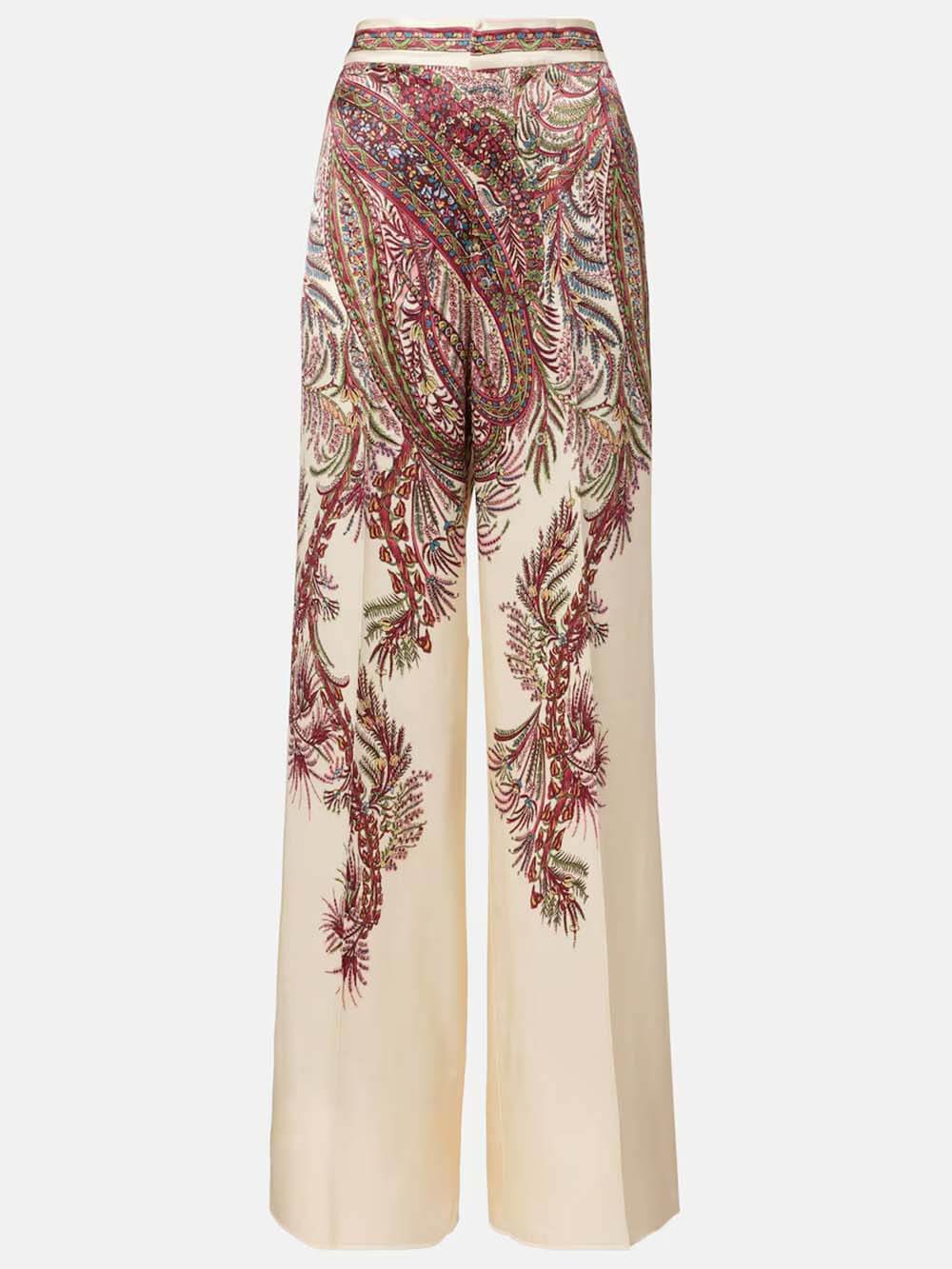Exquise Asymmetrische Gedrukte Satijnen Top & Elastische Taille Wijde Broek Set