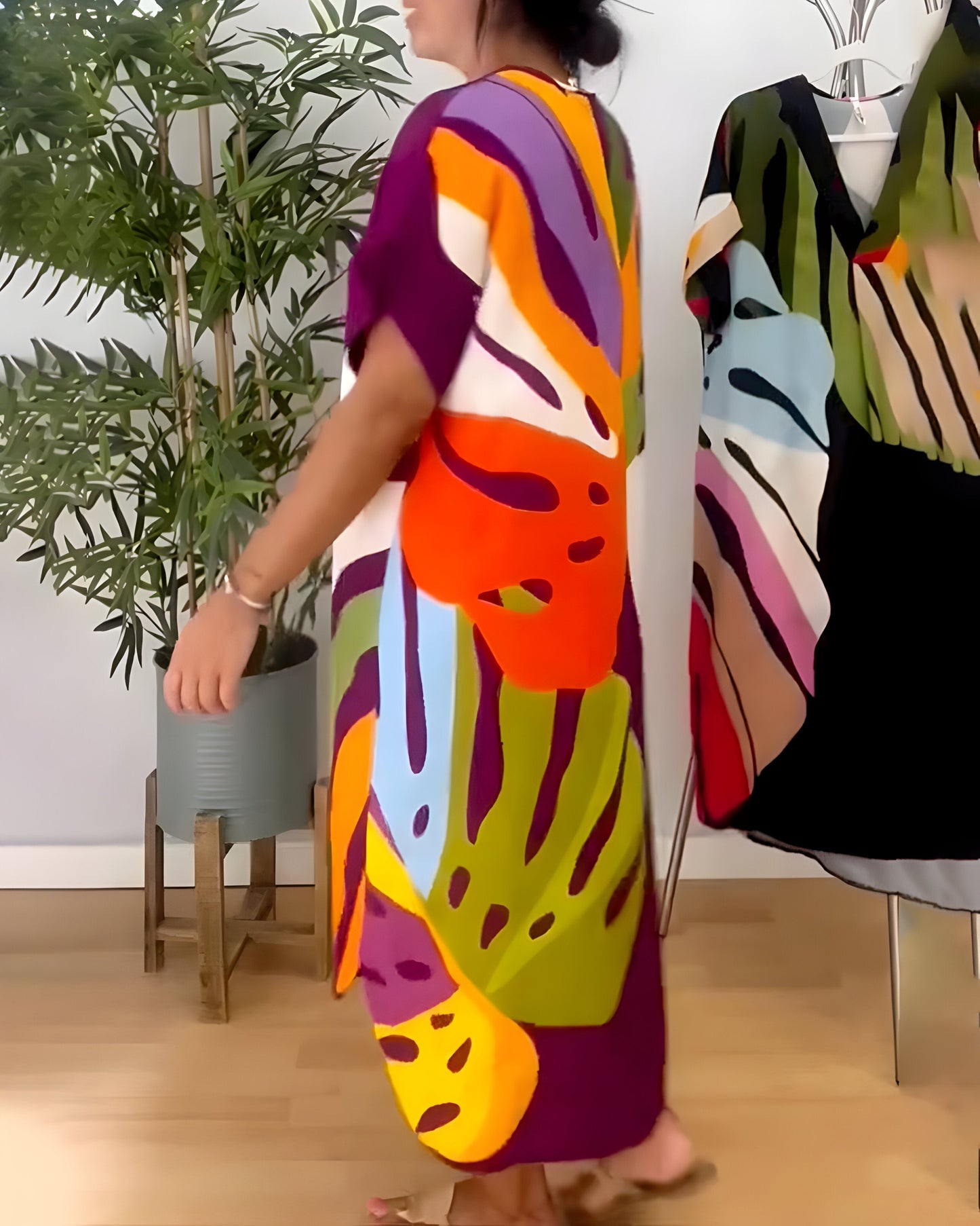 Leafara™ - Losse jurk met kleurrijk bladerenpatroon