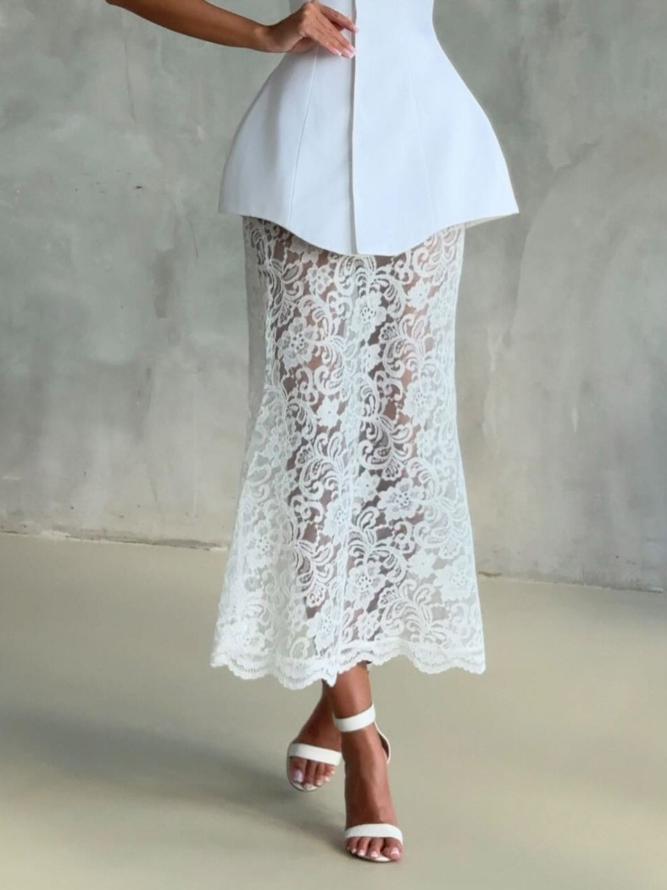 Elegante kanten rok twee-delige set