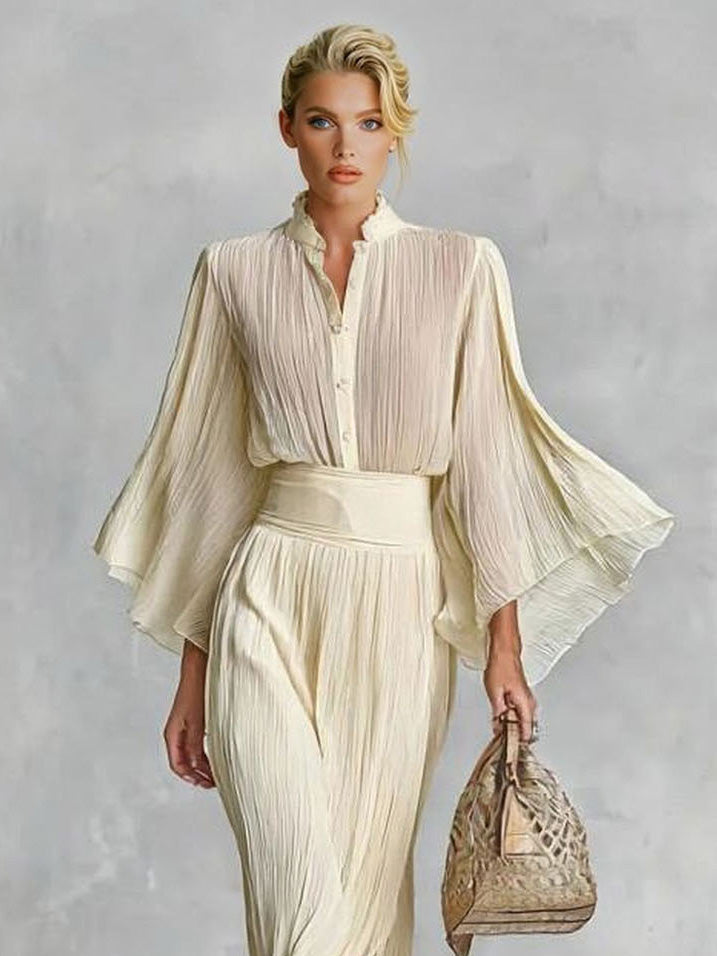 Elegante Plissé Top & Rok Twee-Delige Set