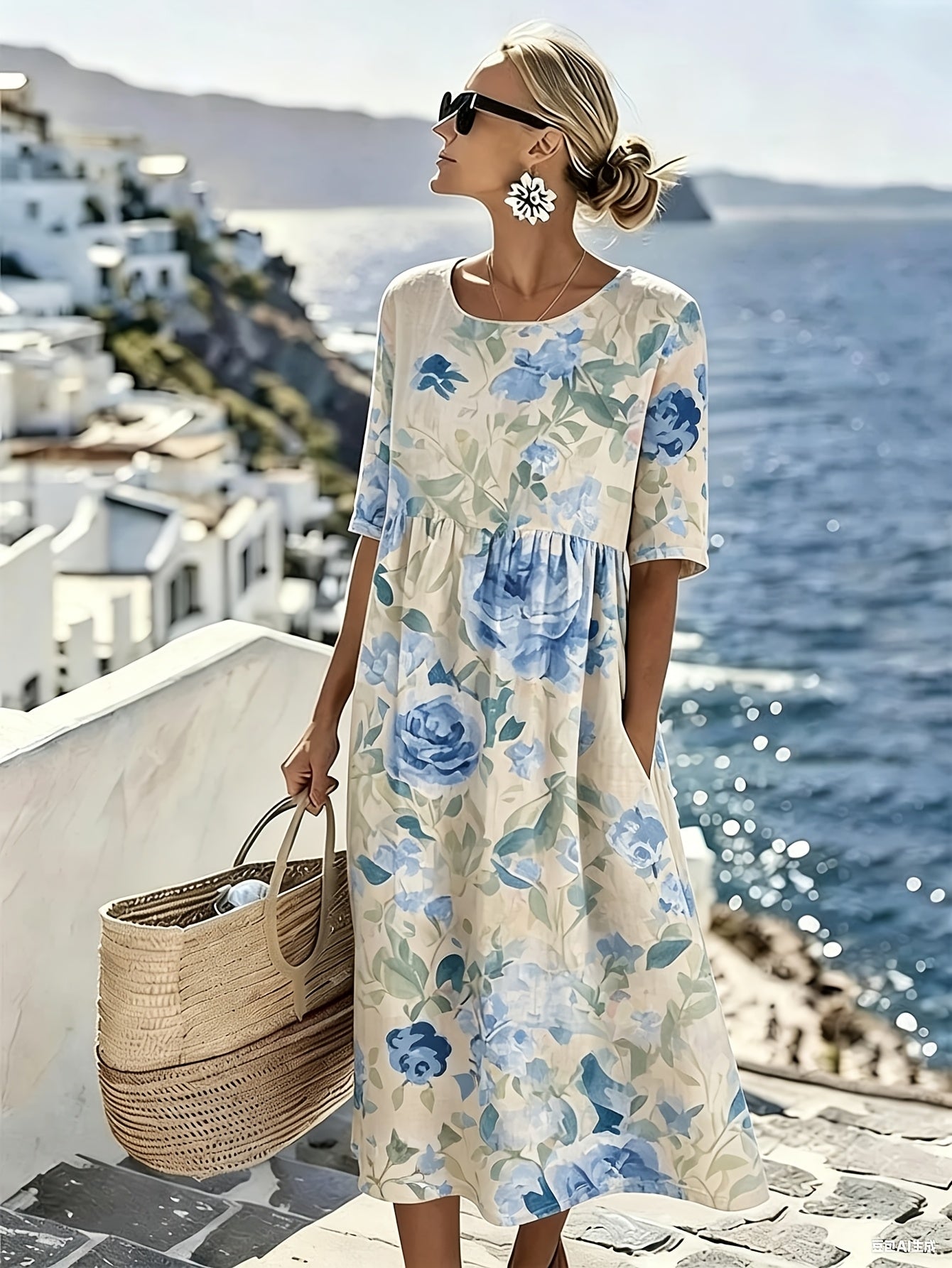 Melissa | Elegante Midi Jurk met Bloemen voor de Zomer