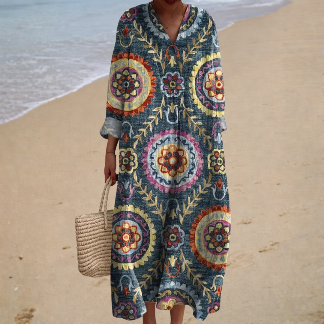 Serafina | Lange Jurk met Boho Motieven