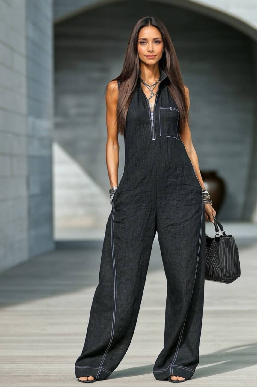 Vakantie Stijl Kleurcontrast Jumpsuit