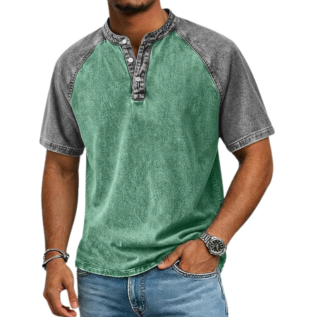 Paul | Vintage tweekleurig Henley-shirt