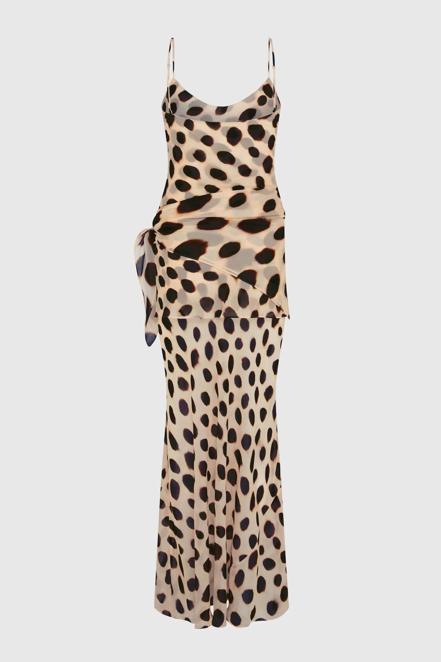 Ozias Leopard Polka Dot Patroon Scoop Neck Verwijderbare Sjaal Detail Slip Maxi Jurk