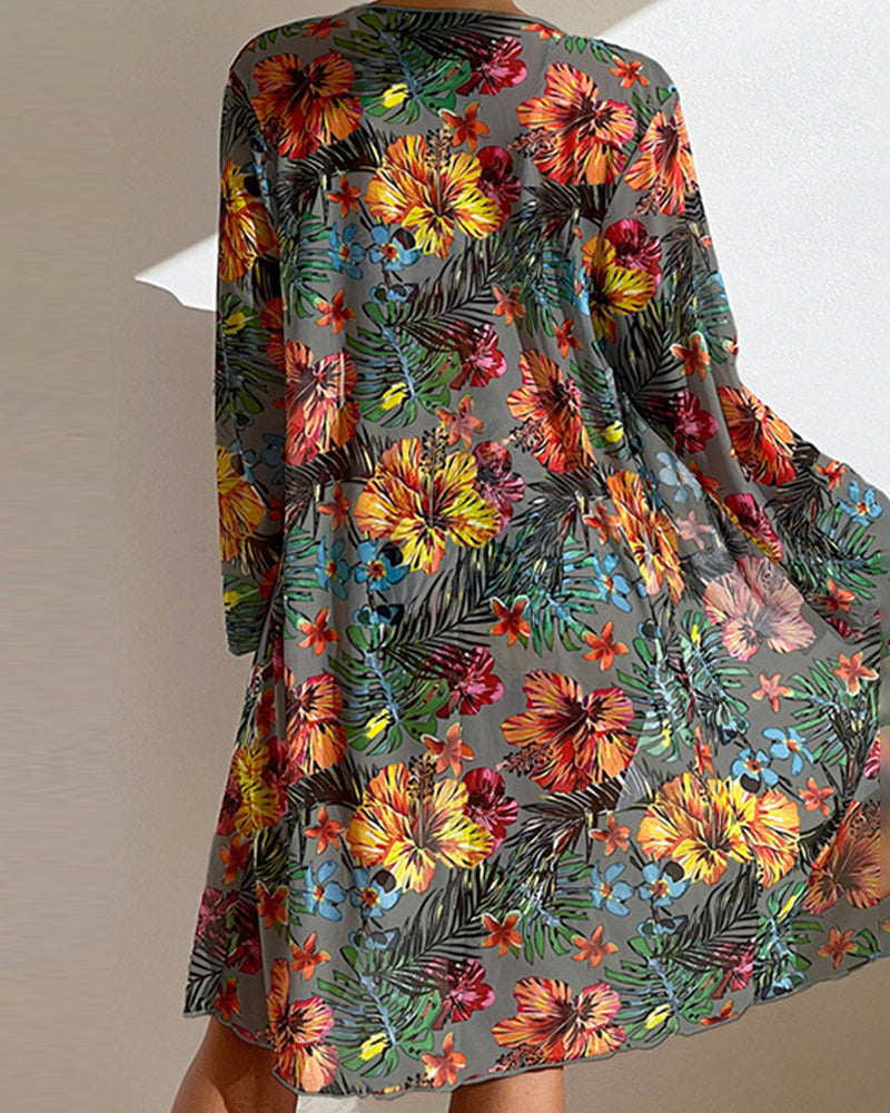 Tropische 3-delige bikiniset met kimono