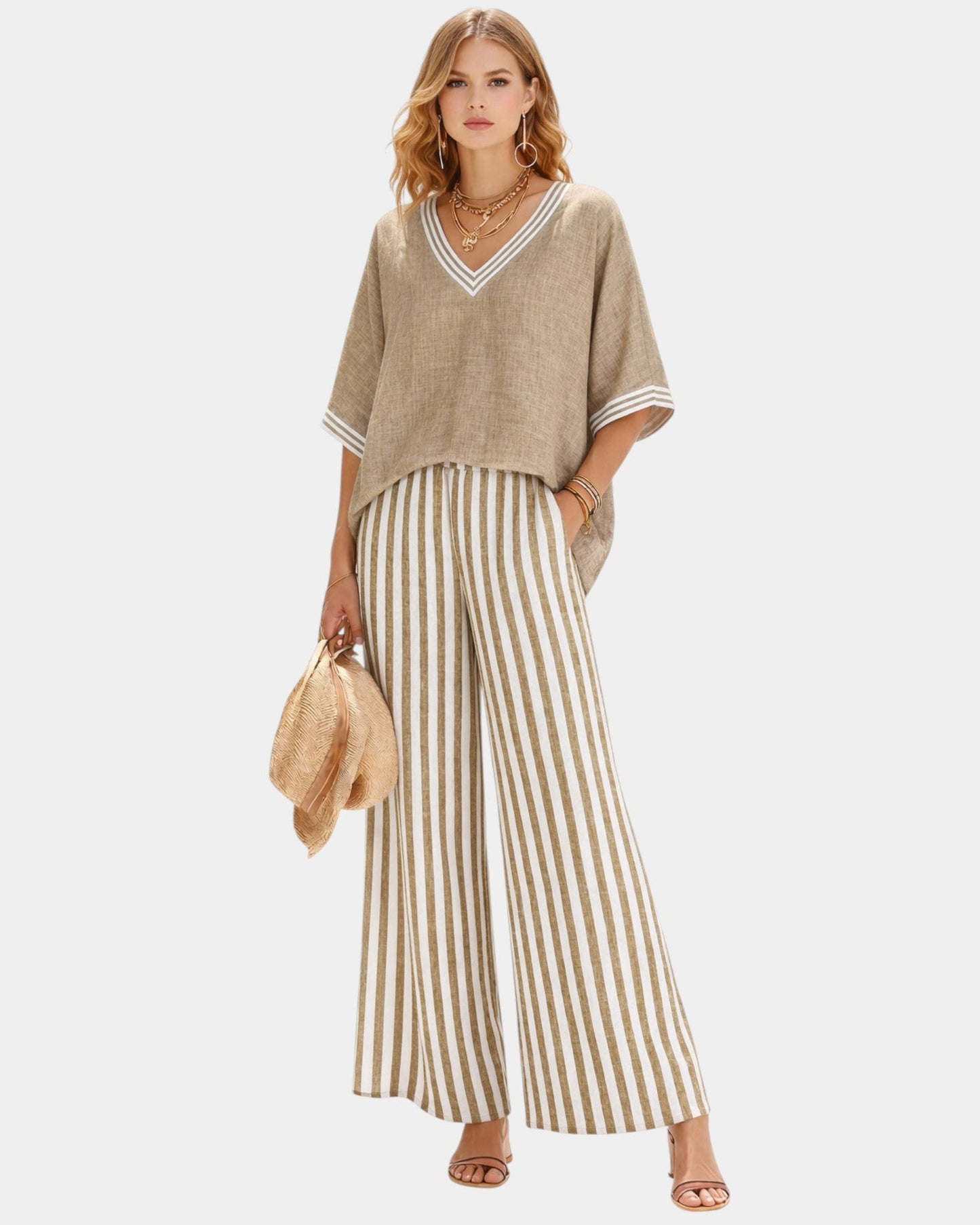 Tristane | Set van broek en blouse met strepen