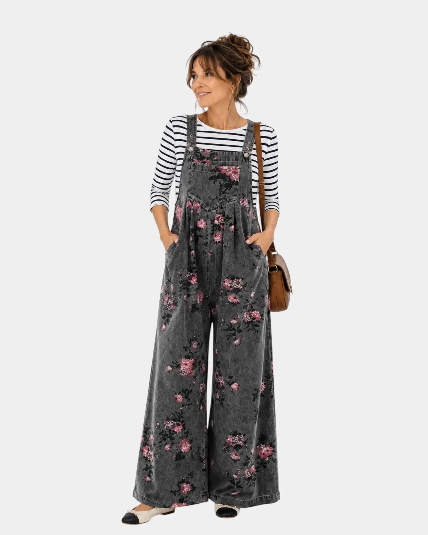 Norelle | Salopette van denim met bloemenprint
