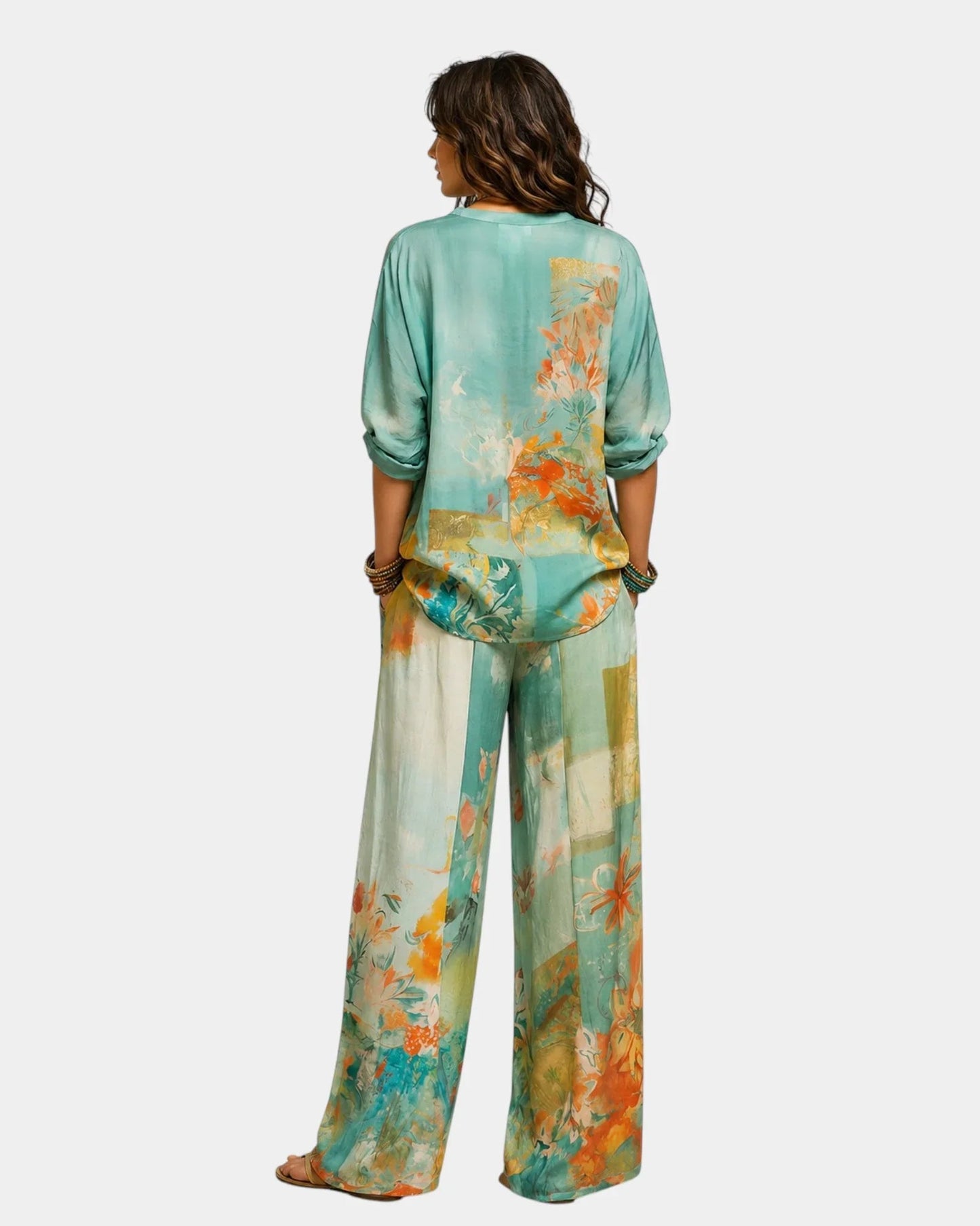 Célidora | Elegante set met bloemenprint en brede broek