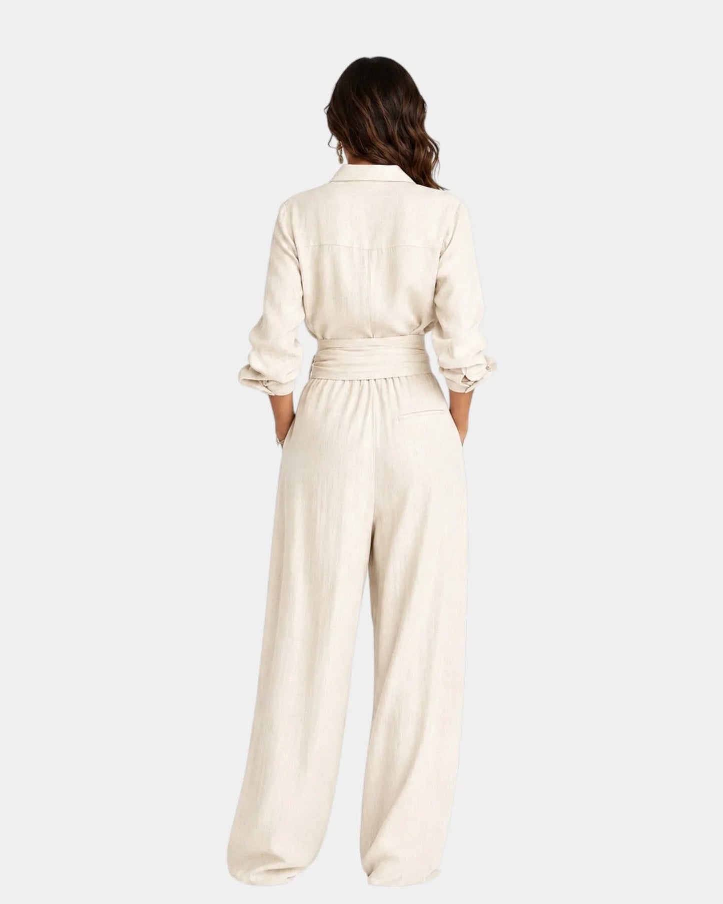 Cybèle | Elegante lange mouwen jumpsuit met riem
