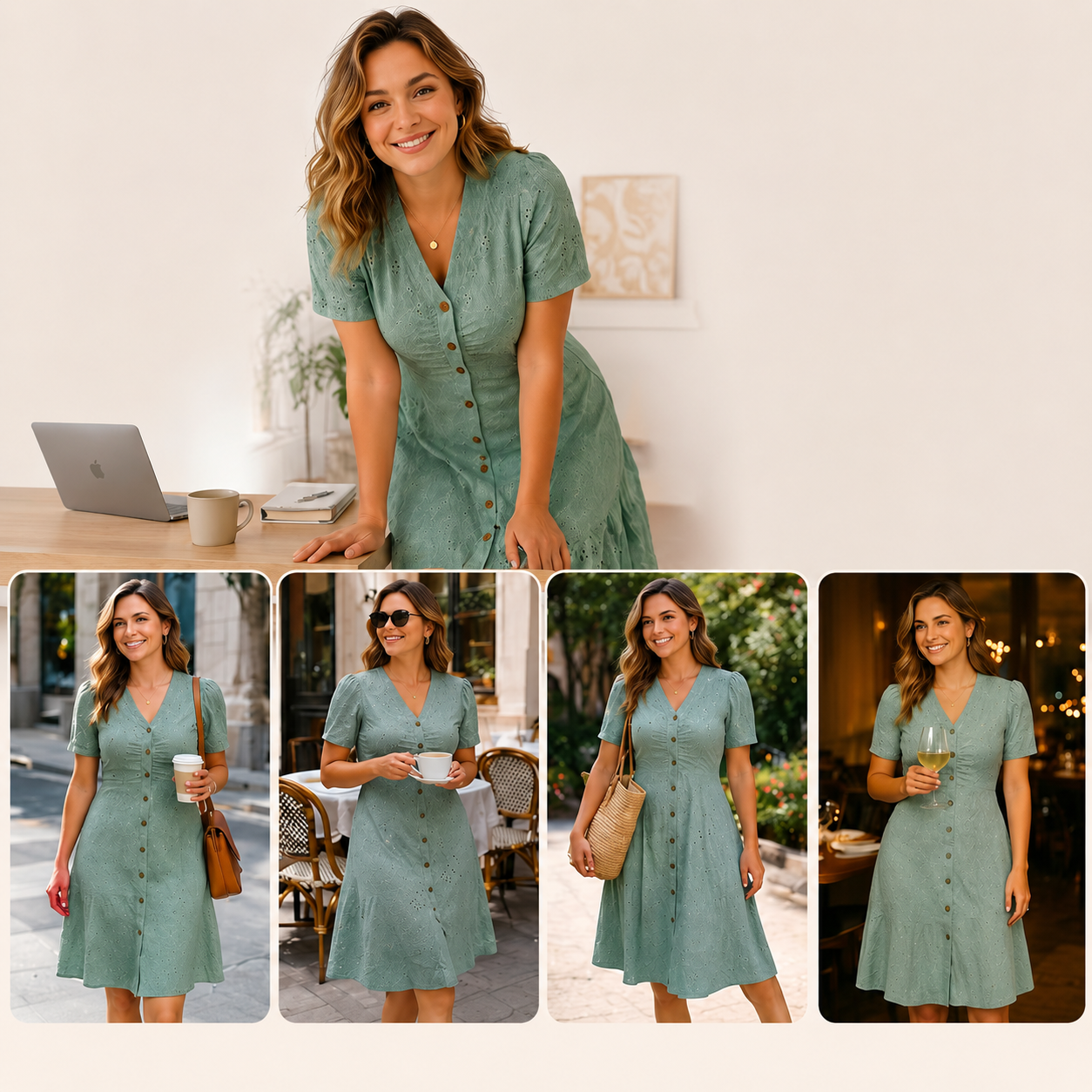 Stellah - Elegante midi-jurk met pofmouwen