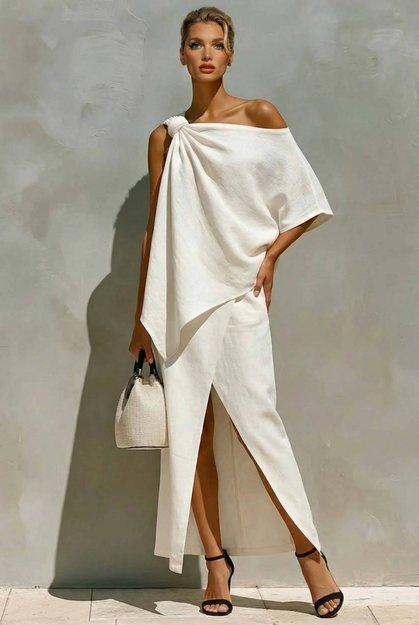 Off-Shoulder Top En Split Rok Kostuum