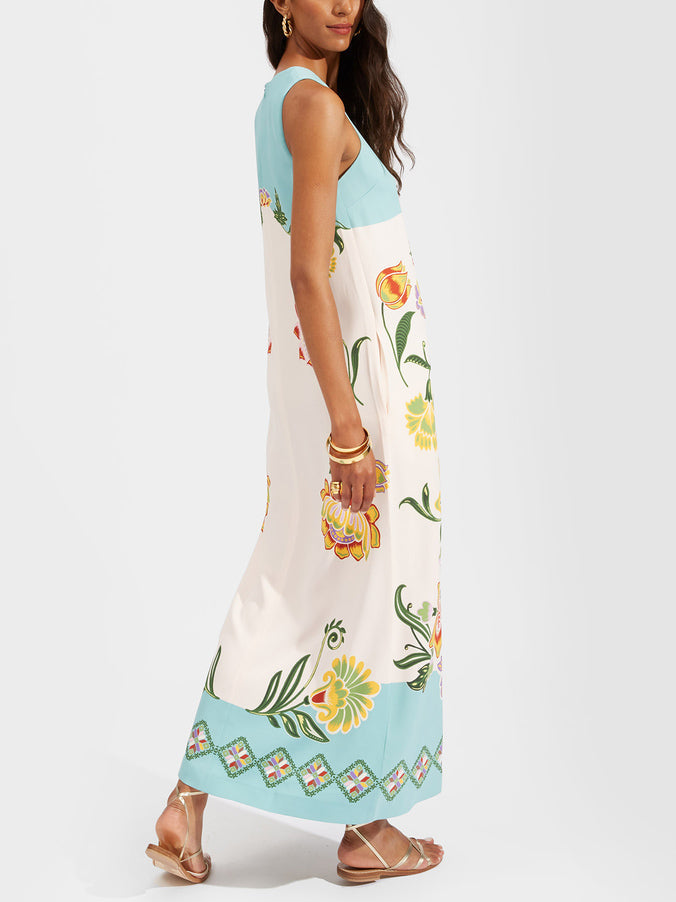 Exquise Zomerse Bloemenprint Mouwloze Midi-jurk