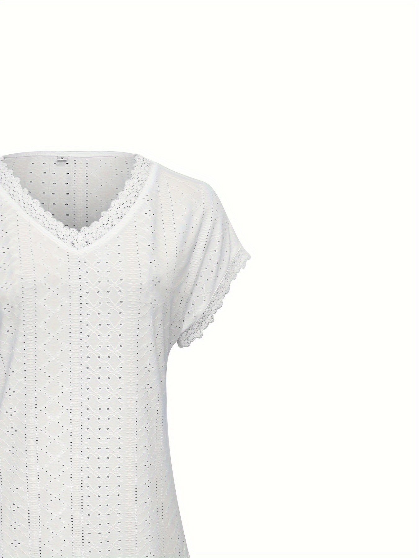 Kanten Trim V-Hals Blouse - Pullover Stijl & Losse Pasvorm