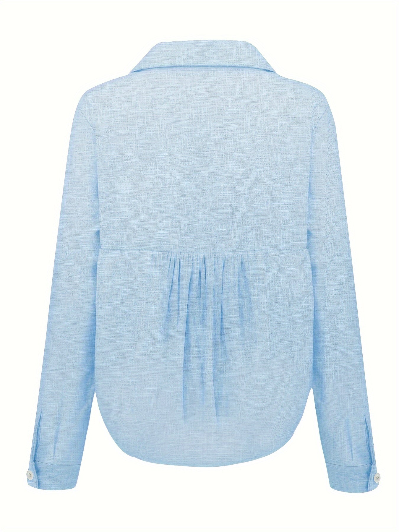 Linnenmix Lange Mouw Shirt - Knopen Voorzijde & Losse Blouse