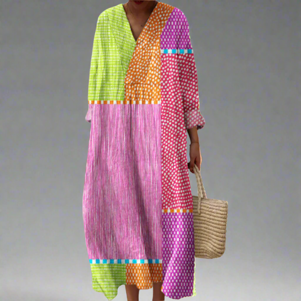 Ruby™ - Maxikleed met patchwork en polka-dots