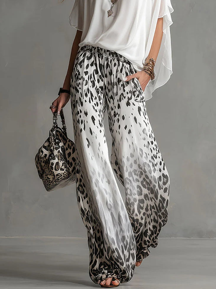 Ilaria | Compleet met Boottop en Vervaagde Luipaard Chiffon Broek