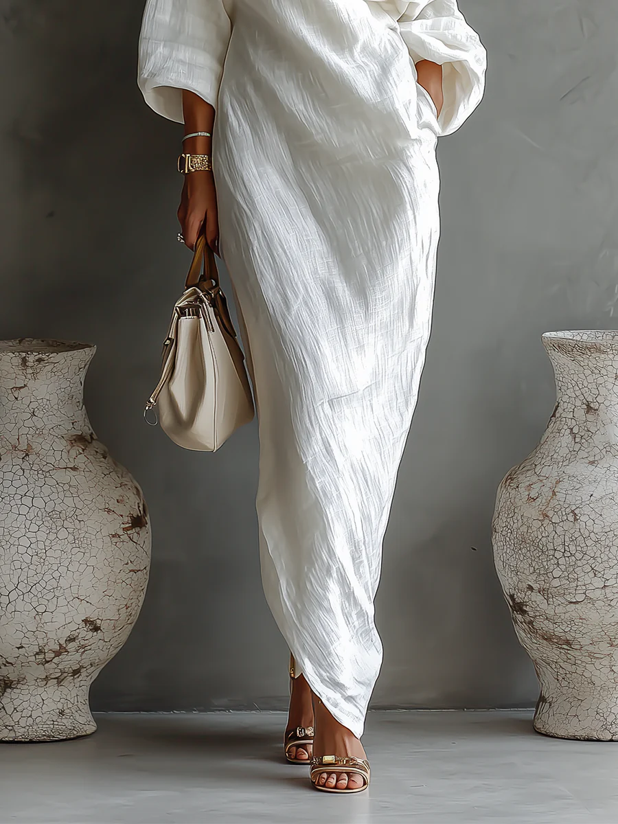 Elise™ | Elegante Maxi Jurk met Één Schouder in Wit